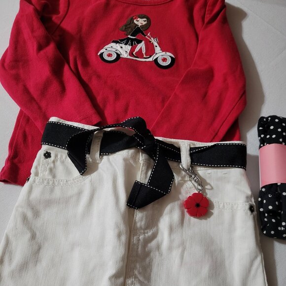 Gymboree Poppy Love NWT size 5 leggings, USED size 4 skort shirt Outfit. - Picture 2 of 3